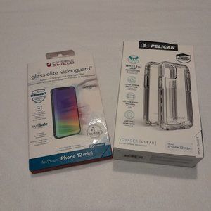 iPhone 12 mini Clear Phone Case, Belt Clip by Pelican, + Screen Protector BUNDLE